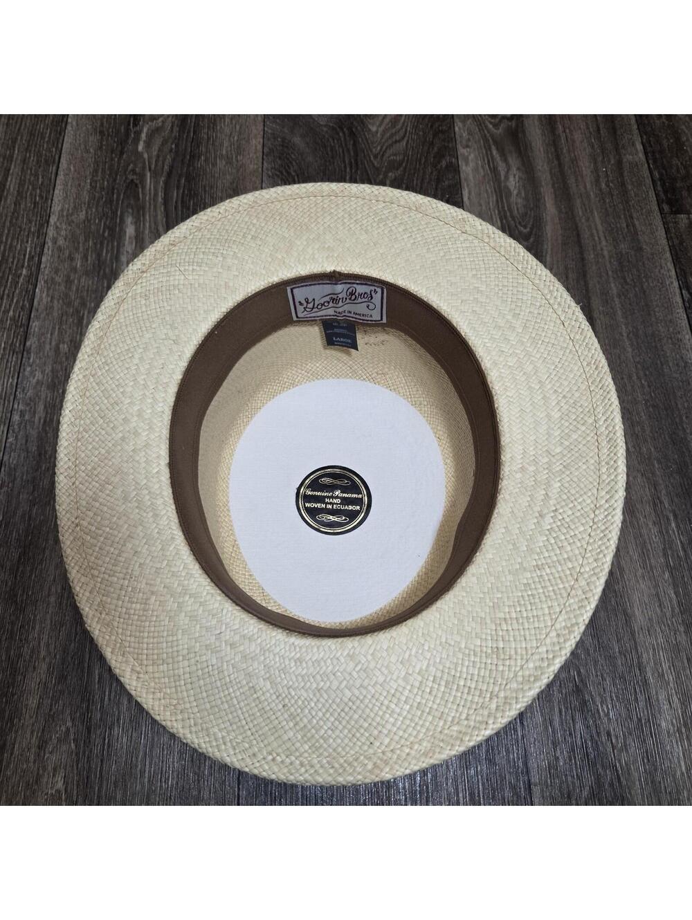 Rare Vintage Goorin Bros Straw Flat Top Sun Boater Hat Beige Size L Kai Kai ? - Picture 7 of 14